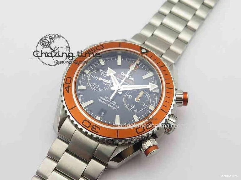 0110 Sophisticated Planet Ocean Master Chronometer Chrono SS OM 1:1 Best Edition Orange On SS Bracelet A 8156